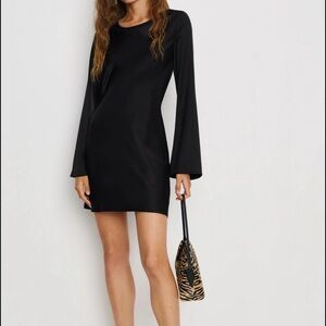 Reformation Pike Satin Dress Black - Size L